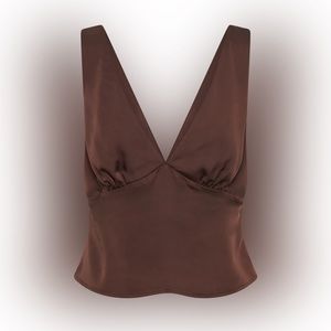 Brown Satin Top - MESHKI